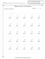 addition facts assessments