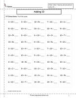 adding ten worksheet