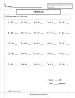 adding ten worksheet