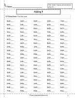 adding nine addition facts worksheet