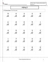adding zero addition facts worksheets