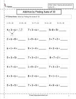 sums of ten addition worksheet