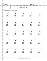 sums of eight and nine worksheet