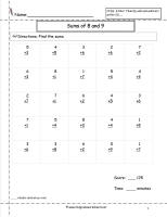 sums of eight and nine worksheet