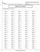 sums of five, six, and seven worksheet