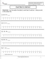 subtraction worksheet with numberline