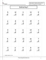 subtracting 3 worksheet