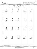 subtracting zero worksheet